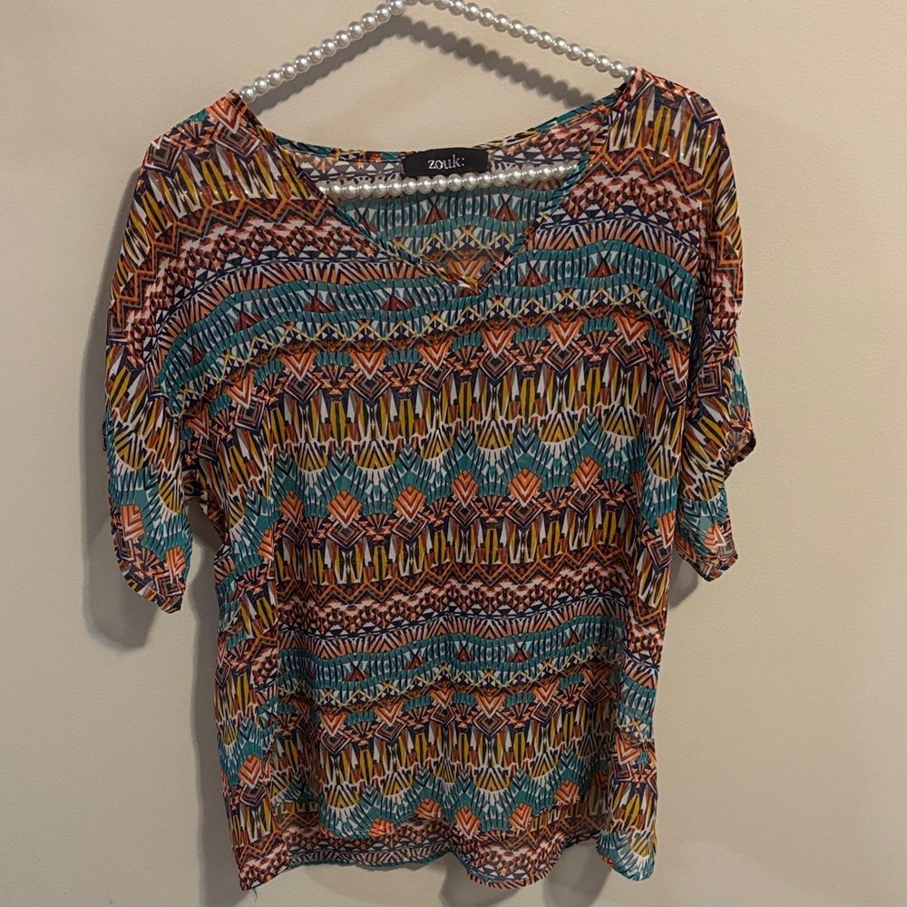 Zouk: Multicolor Patterned Women's Top size medium